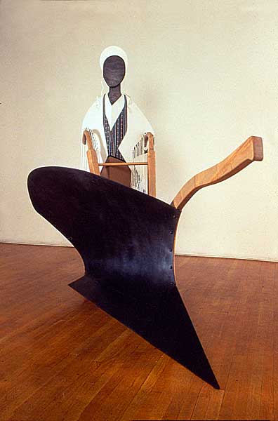 Lectern for Sojourner Truth . 1994 . wood, fabric, graphite & performance . 71inx54inx84in