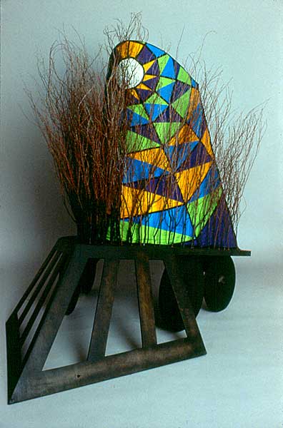 Lectern for Harriet Tubman . 1993 . wood, fabric, branches & performance . 71inx54inx84in