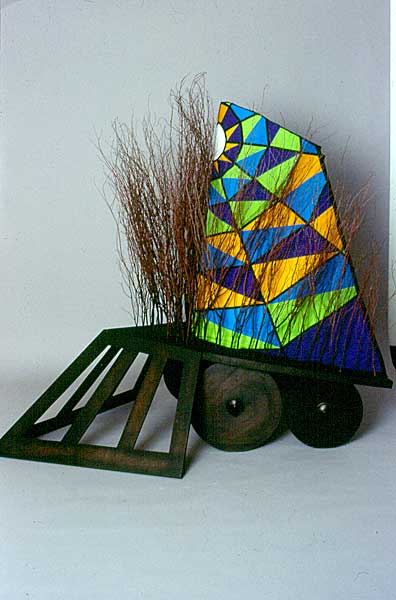 Lectern for Harriet Tubman . 1993 . wood, fabric, branches & performance . 71inx54inx84in