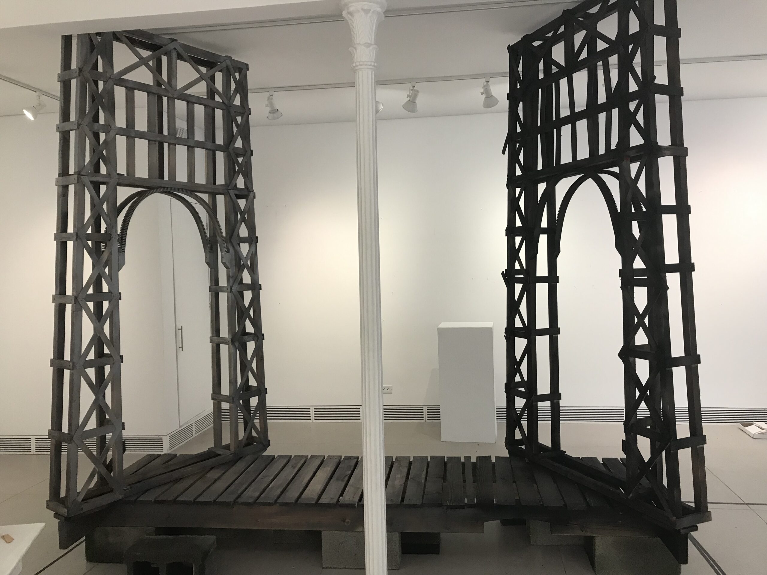 “Bridge”. sculpture Installation for “Hello Neighbor” at Garrison Art Center in Garrison, NY.108”x144”x42”.2019